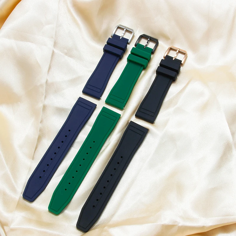 20 21 22 مللي متر حزام ساعة مطاطي متين مقاوم للاهتراء لـ IWC Pilot's Le Petit Prince Mark سوار بإبزيم من الفولاذ المقاوم للصدأ الصلب