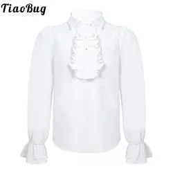 Kids Boys Medieval Renaissance Vintage Ruffle Shirt Halloween Vampire Cosplay Costume Victorian Formal Party Long Sleeve Shirts