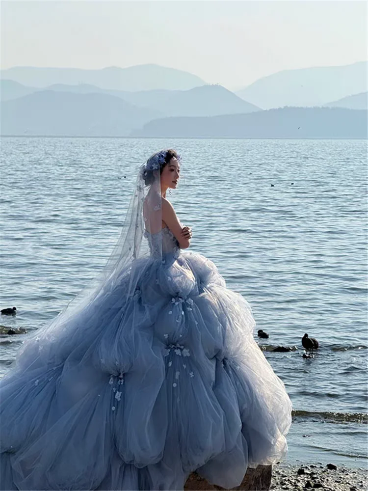 Pink strapless princess dress from "Flower God" 2025 new wedding dress photography and photography flower fairy dress