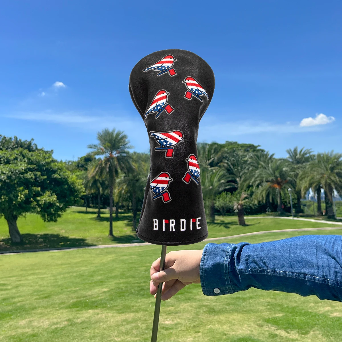 Hybrid Golf Club Headcover Set, Fairway Wood, Aliennana Black Birdie, Premium Leather Headcovers