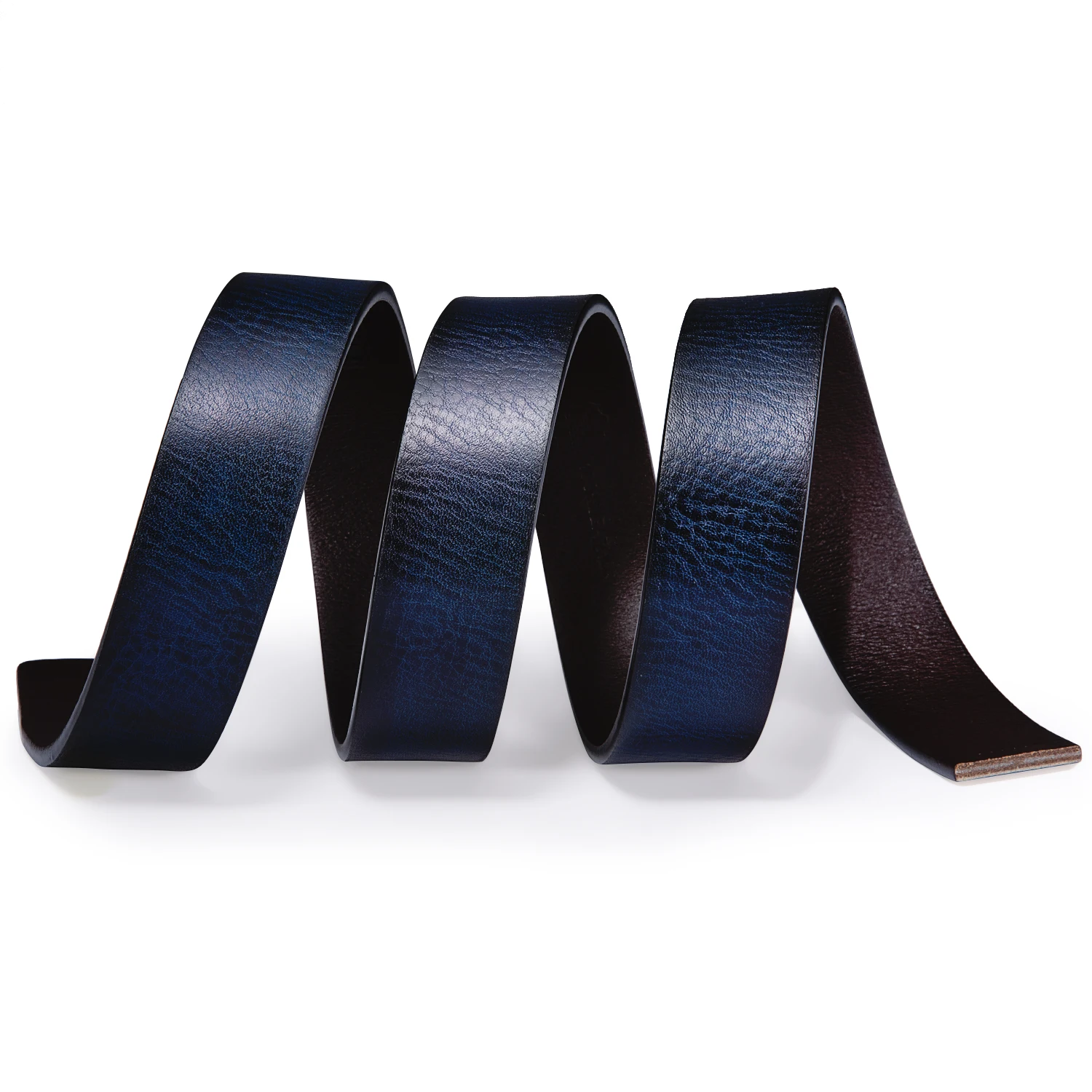 New Blue Color Cowskin Genuine Leather Automatic Buckle Belts for Men Casual Cowboy Belt without buckle Replacement belts