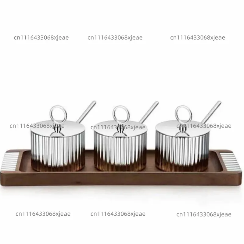 Stainless steel kitchen storage box jar seasoning bottle monosodium glutamate salt jar sugar jar combination set