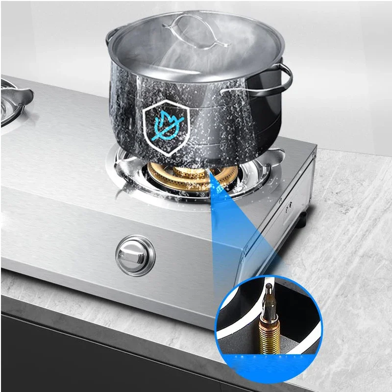 Gas Double Stove Desktop Nine-chamber Fierce Fire Stove Old-fashioned Stainless Steel Double Stove Liquefied / Natural Gas