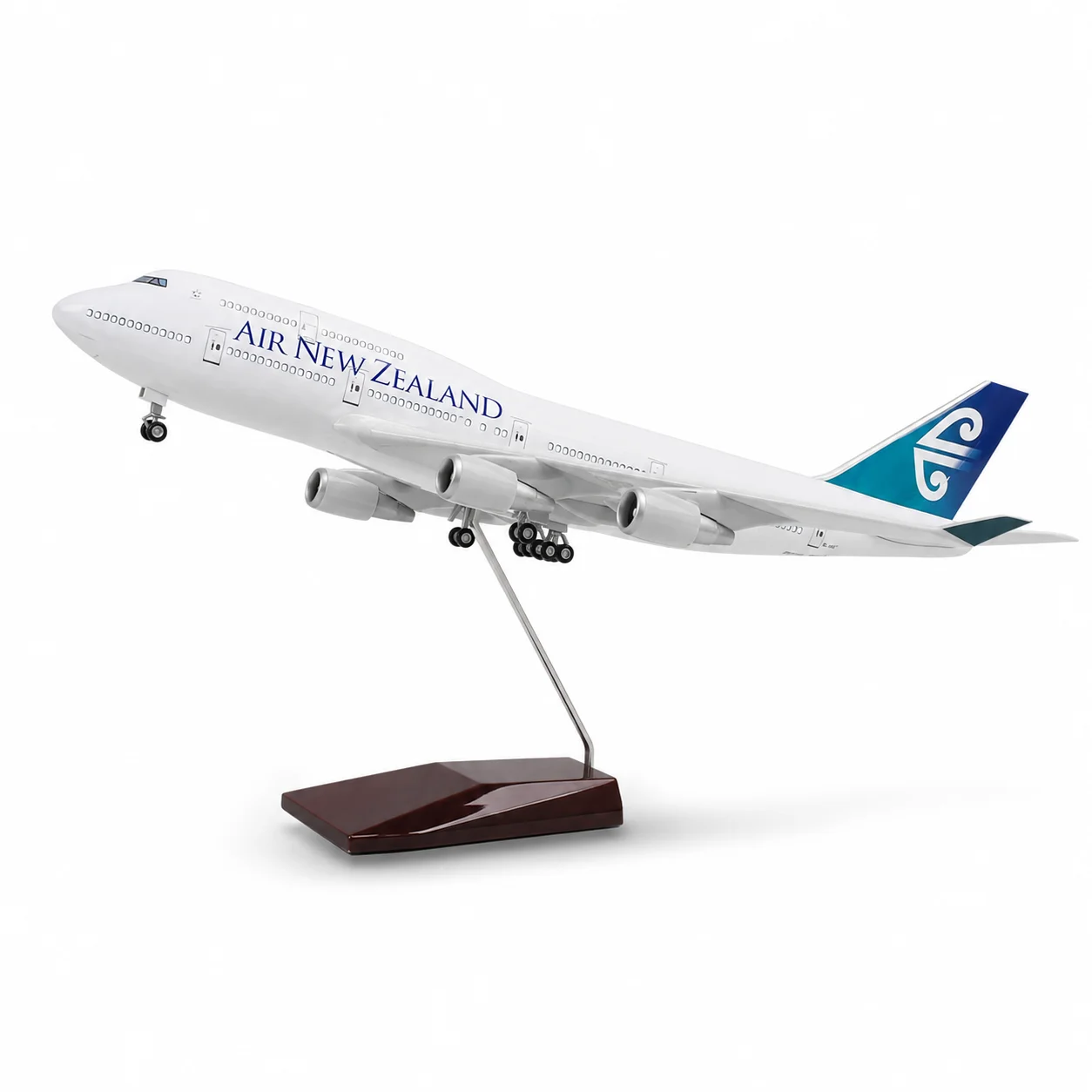 ニュージーランド航空-ボーイング747-貨物機-1-150スケール-ダイキャスト樹脂製航空機模型-約-185インチ（台座付き）—航空記念品