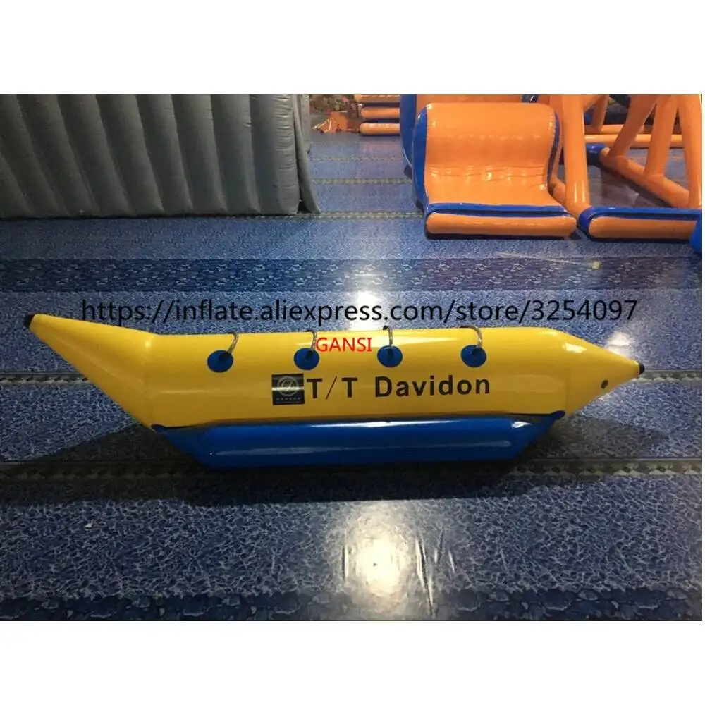 Guangzhou Factory Best Quality Crazy Inflatable Flying Boat 4 Seats Inflatable Ocean Banana Boat For Aqua Games