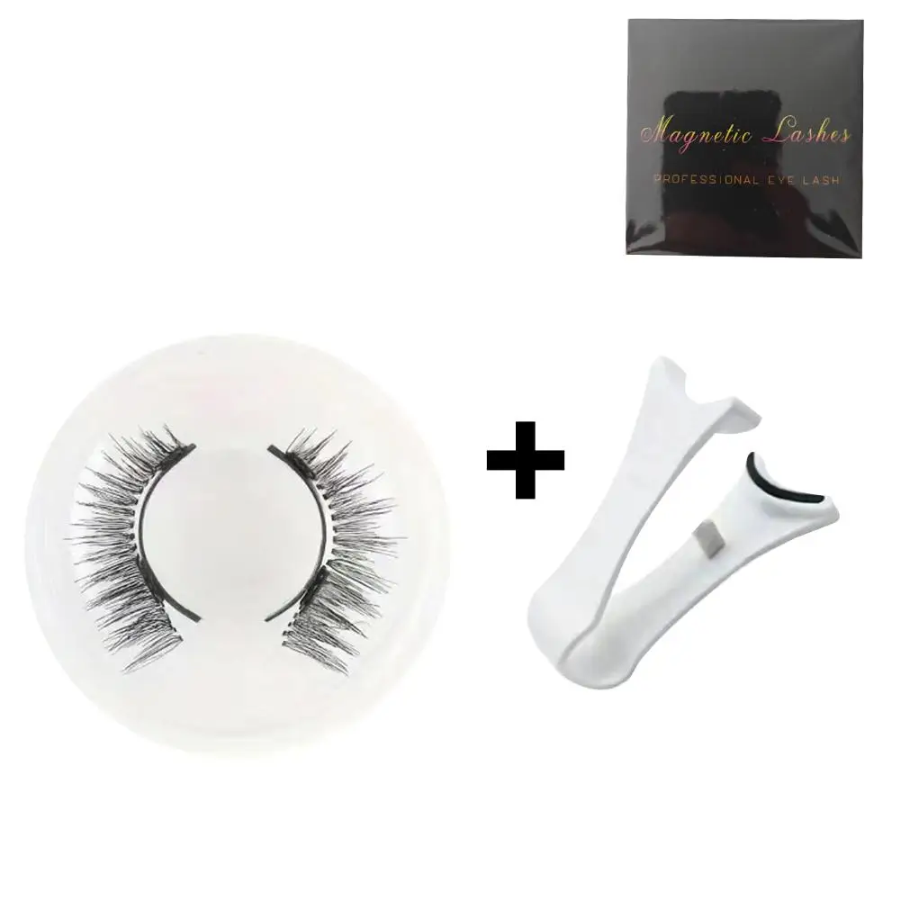 新しい磁気まつげセット 1 ペア再利用可能接着剤不要つけまつげ磁気ピンセット付きカーリーフェイクまつげメイクアップツール