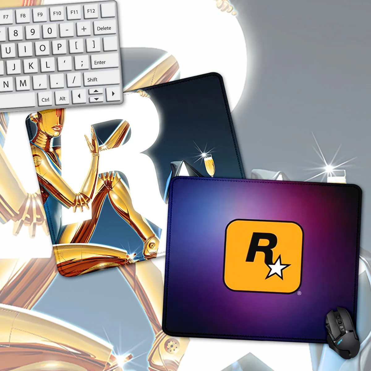 R-Rock Star-R Game mouse pad Computer Gamer Play Mens Carpet Printing Table mousepad Anime Gaming MatDesk PC Keyboard RStar logo