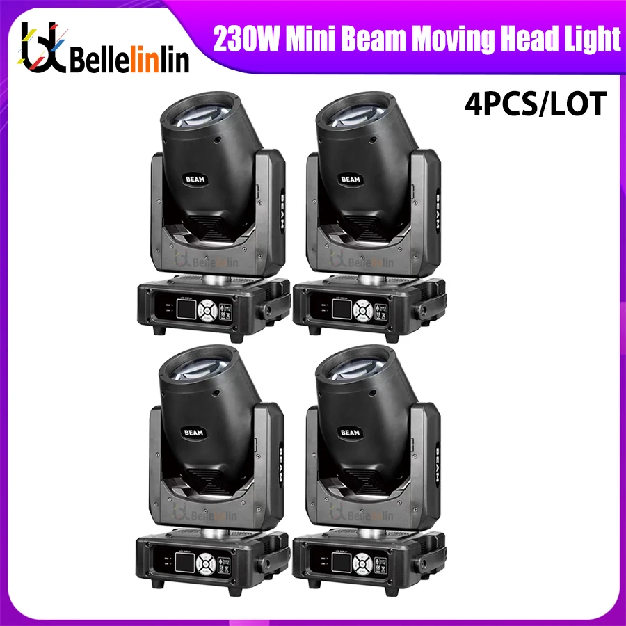 

0 Tax 4Pcs MINI 230W Sharpy Lyre Beam 230W 7R Moving Head Light Professional Stage Beam Lighting For Show Disco Dj Club Light