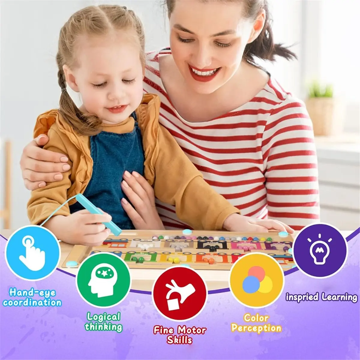 Big Discount Magnetic Color and Number Maze, Montessori Toys Wooden Magnet Balls,Learning Educational Sensory Toys for Toddlers