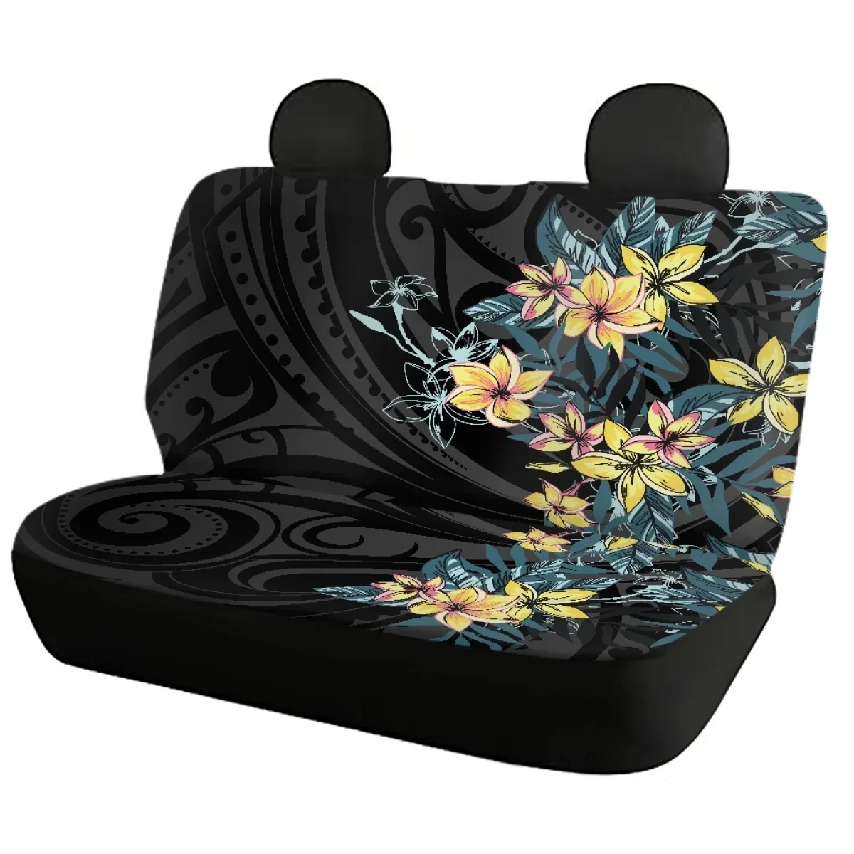 Polynesian Plumeria Flower Print Car Seat Covers Front Set in Cloth Car Seat Covers for Low Back Car Seats Fit Most Truck SUV