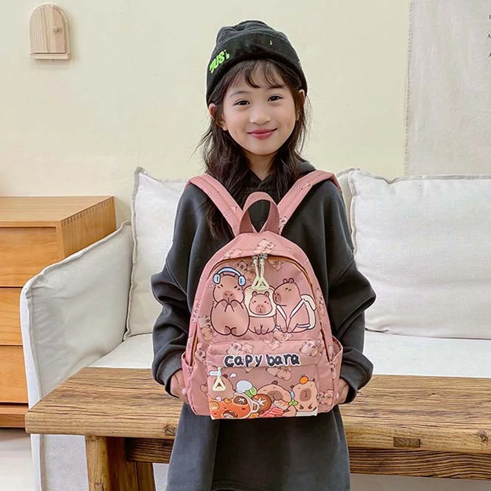 Mochila de capibara gruesa, mochila ligera de nailon con animales de dibujos animados, mochila escolar plegable multifuncional de gran capacidad para amigos
