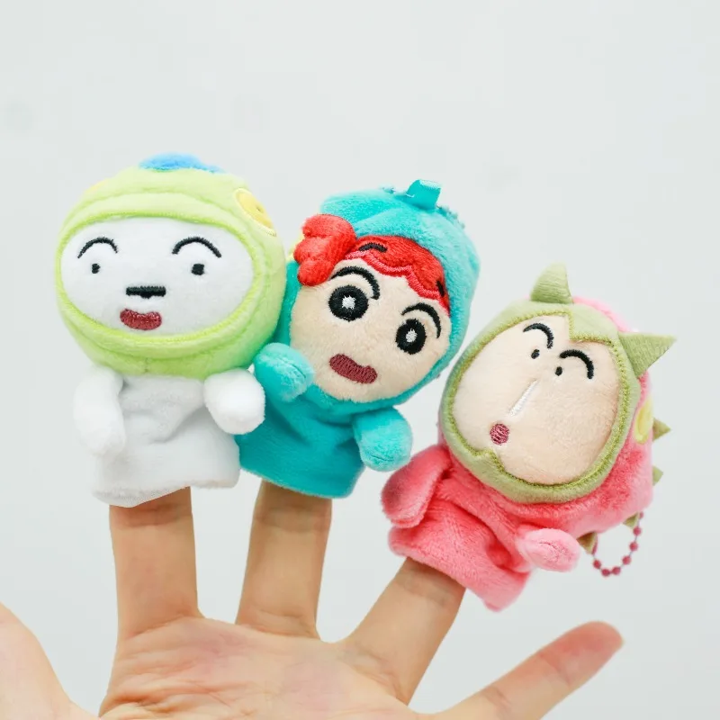 Crayonsehinchans-Juego de marionetas de dedo de peluche, juguetes de personajes de Anime bonitos para niños, juego interactivo para contar historias, regalo de muñecas de dibujos animados