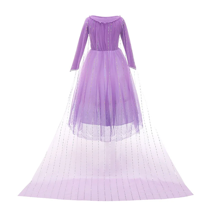   Frozen Elsa Disney Costume for Girl Birthday Party Purple Long Sleeve Carnival Clothing Kids Elsa Princess Clothes Outfits view 5