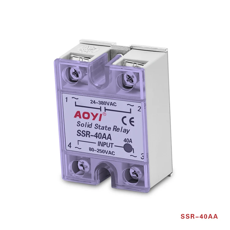 5 قطعة AOYI مرحلة واحدة التتابع SSR-40AA 40A 220VAC مرحل الحالة الصلبة ل PID متحكم في درجة الحرارة للأغراض العامة