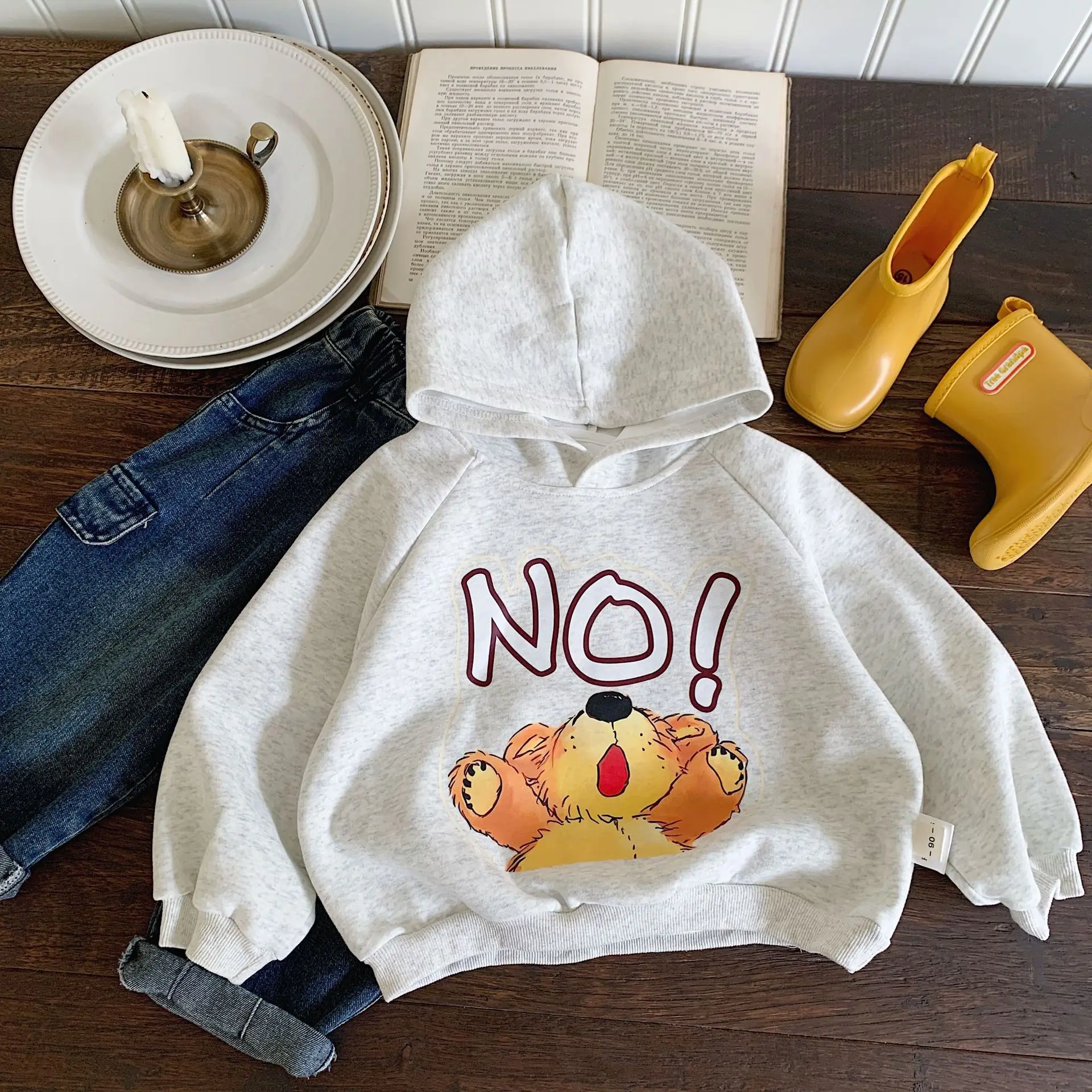 

Children's Hoodie 2025 Autumn and Winter Korean Version Cartoon Pullover for Boys and Girls New Hooded Top Trend