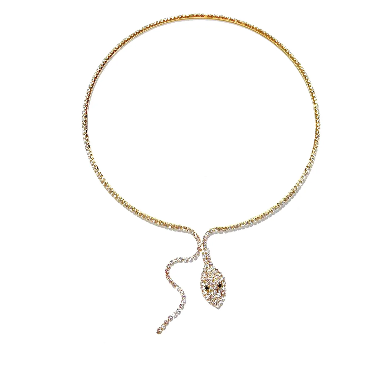 Fashionable shiny rhinestone snake shaped collar with high-end design necklace, simple collarbone chain, women's wedding accesso