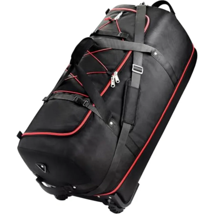 

Rolling Duffle Bag with Wheels, 110L/140L Expandable Soft-Sided Foldable Duffle Bag with 2 Rubber Wheels, Packable 32" Rolling
