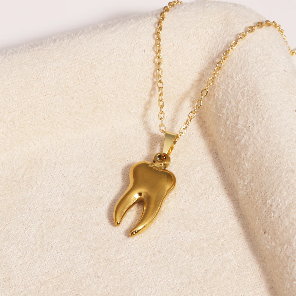 316L roestvrij staal westerse cowboyhoed tand hanger ketting ketting sieraden goud 18K vergulde charme kraag accessoires voor vrouwen