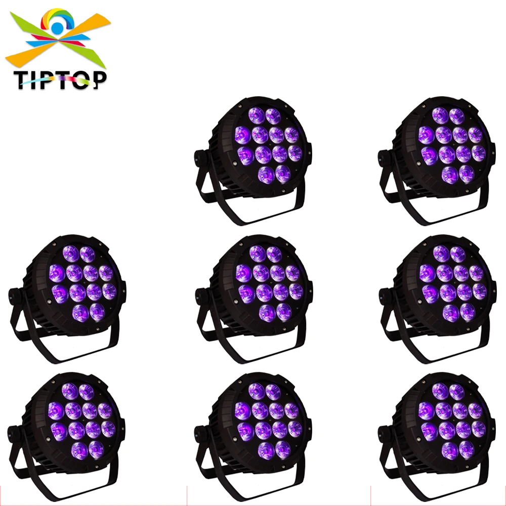 Freeshipping 8 Unit 12x18 Watt RGBWA UV Led Par Light Outdoor DMX512 Stage Lighting PAR64 DMX PAR Can Party DJ Disco CE ROHS