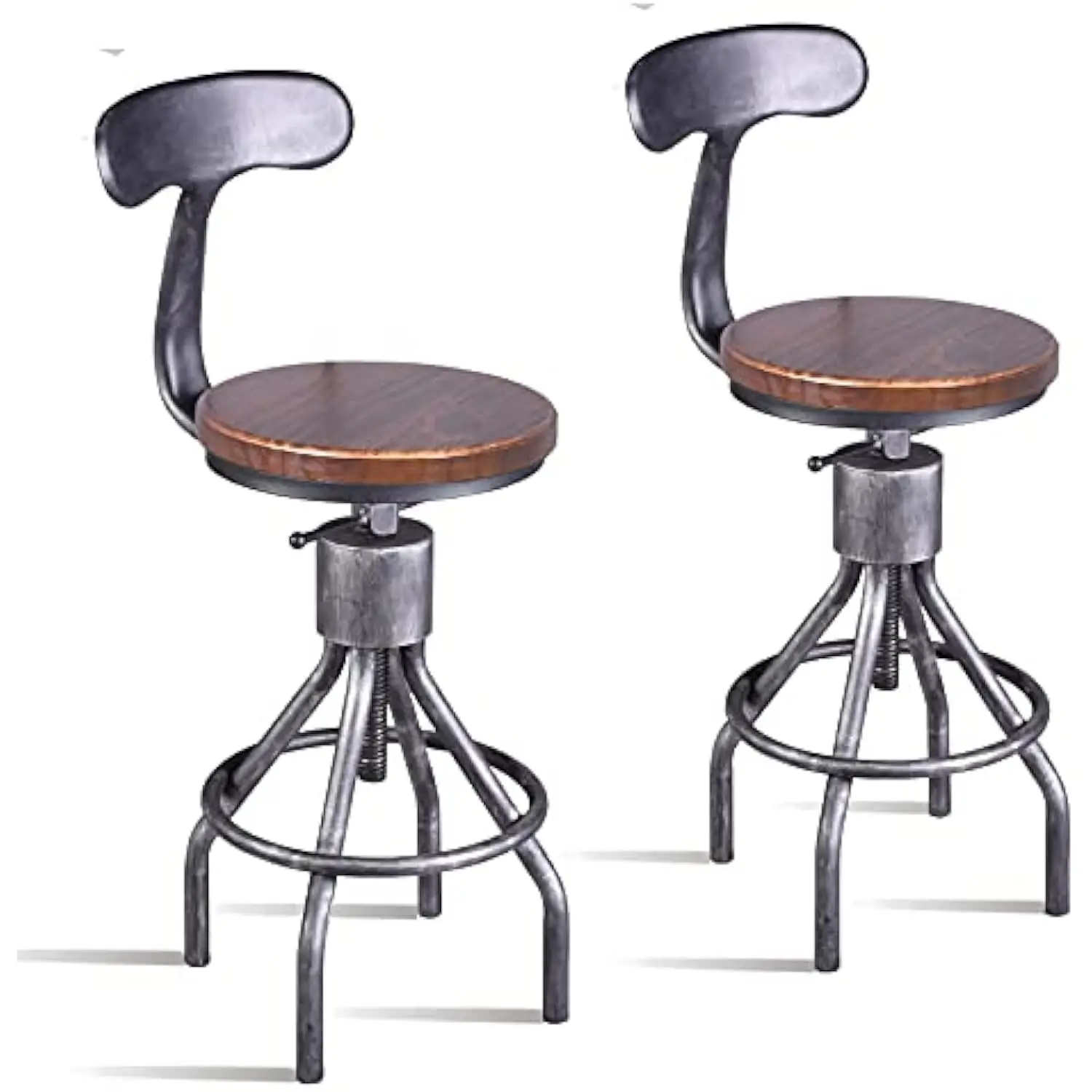 

Industrial Vintage Bar Stool,Kitchen Counter Height Adjustable Pipe Stool,Cast Iron Stool,Swivel Bar Stool with Backrest,Metal
