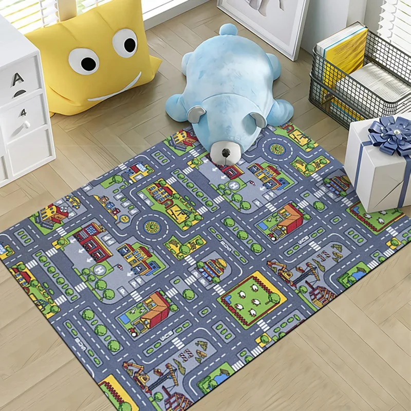 Children's Kids Girls City Town Car Roads Interactive Playroom Playmat Soft Play Carpet Mat