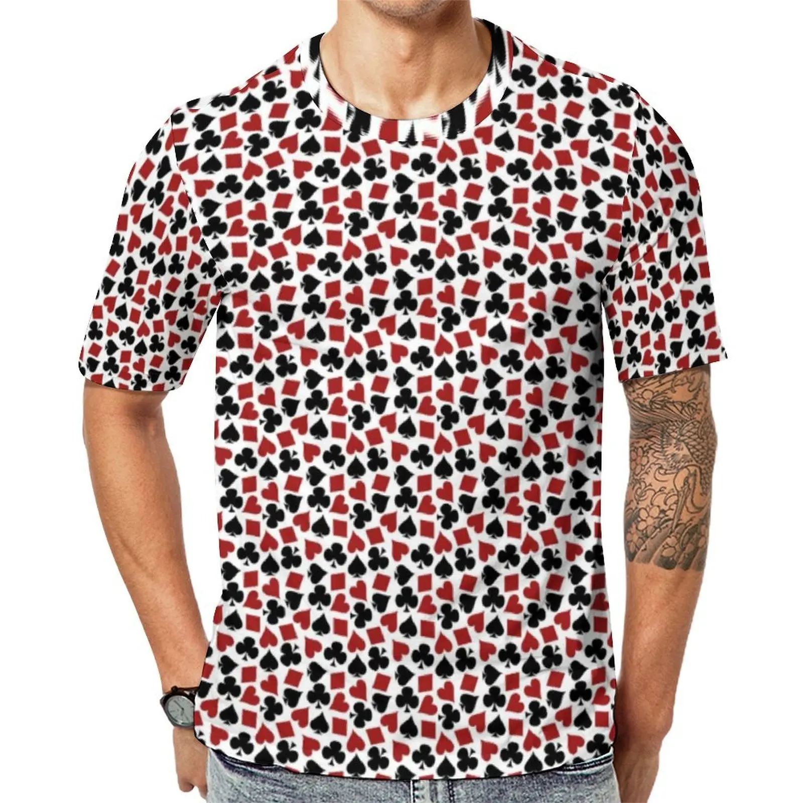 Summer T Shirt Poker Playing Card Suit Vegas Casino T Shirts  Basic Hippie Tees For Man Short Sleeves Graphic Oversize Clothing