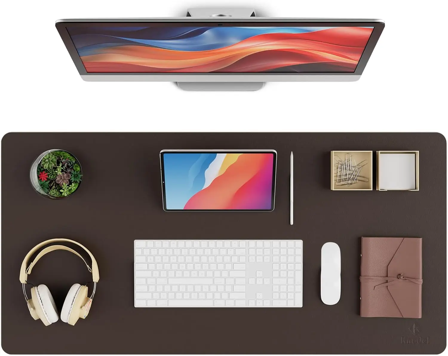 

Большой кожаный коврик для стола, нескользящий офисный коврик, темно-коричневый, 15,7x31,5 дюймов