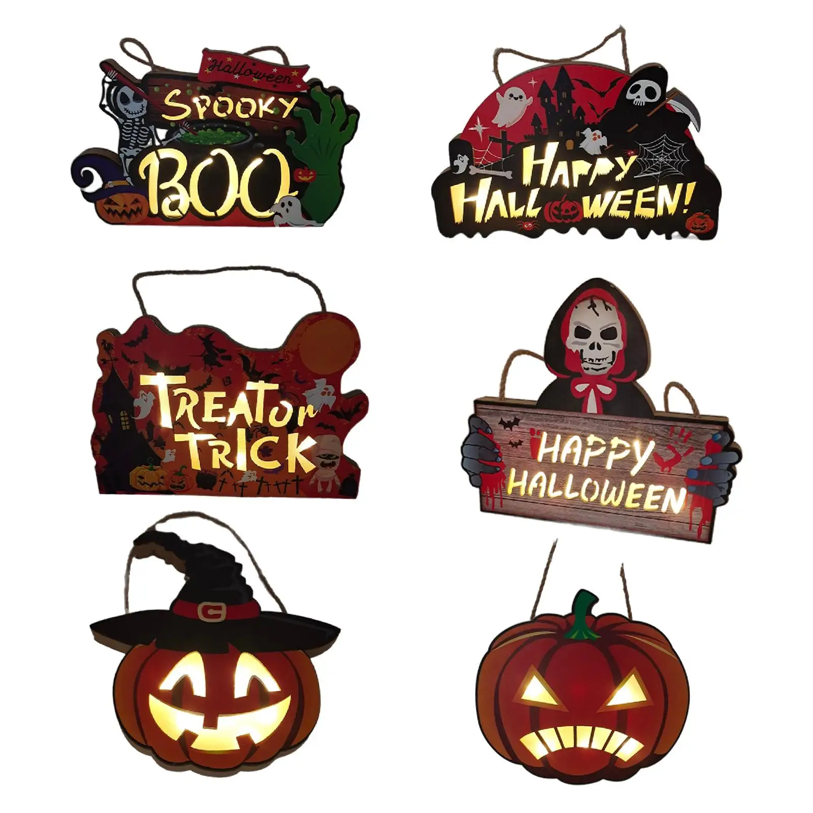 colorfulland Halloween Hanging Sign Light Decoration Front Door LED Halloween