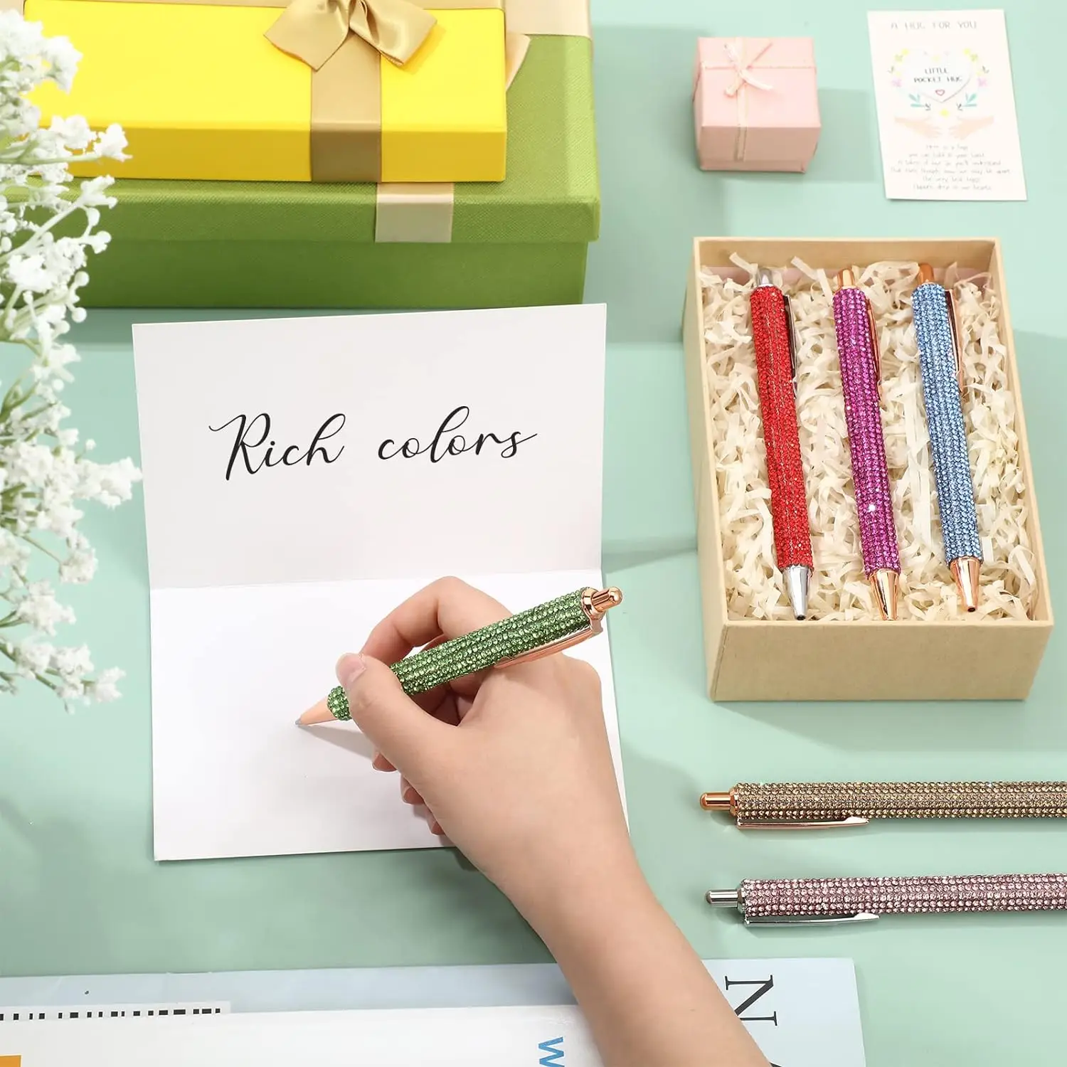 6 قطعة بلينغ القلم لطيف الماس أقلام الزفاف الراين هدية أقلام حبر جاف معدني يتوهم سباركلي كريستال أقلام قابل للسحب الحبر الأسود