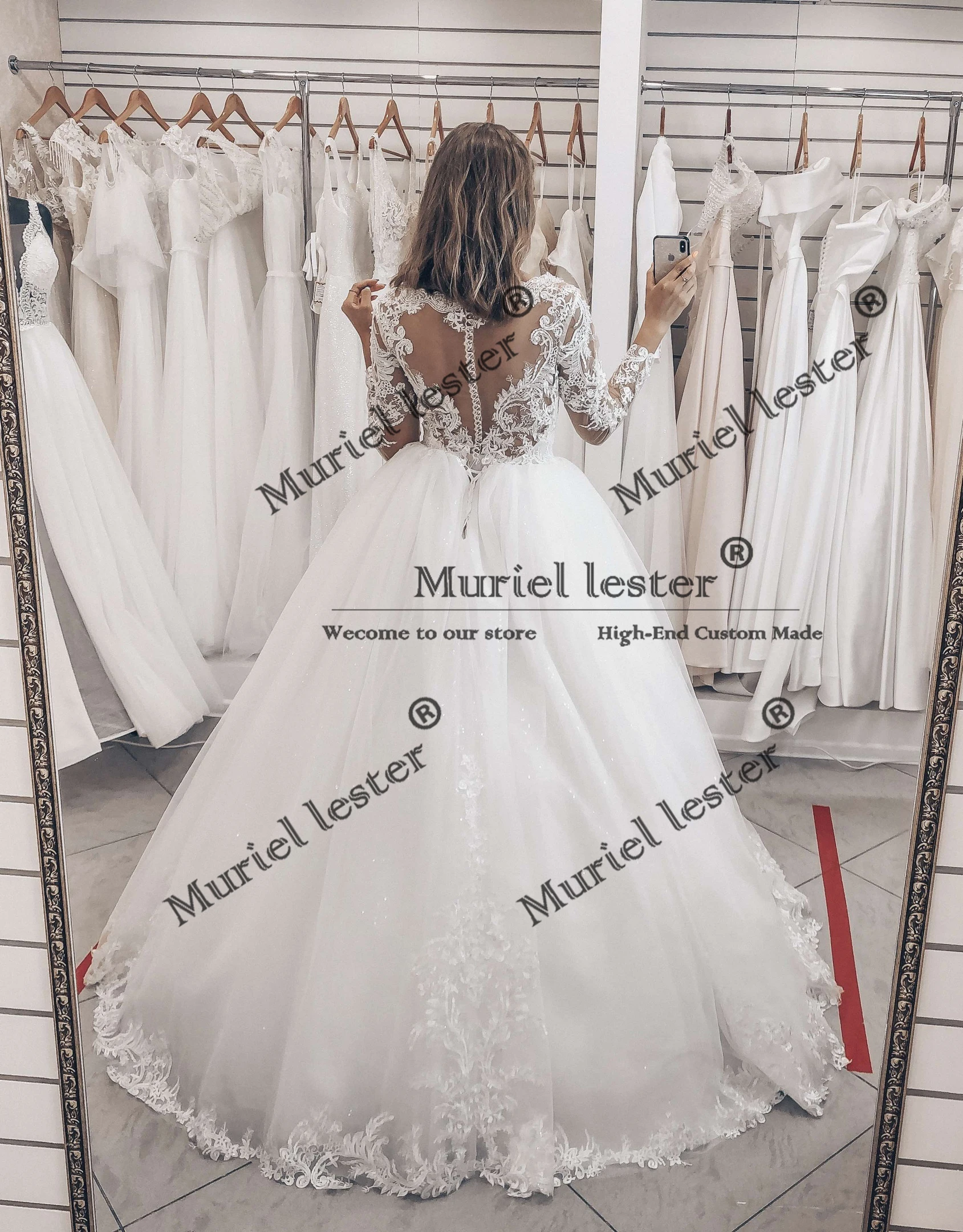 فساتين زفاف رومانسية للأميرة الكرة للعروس بأكمام طويلة مزينة بالدانتيل فساتين زفاف مخصصة للنساء فستان الزواج