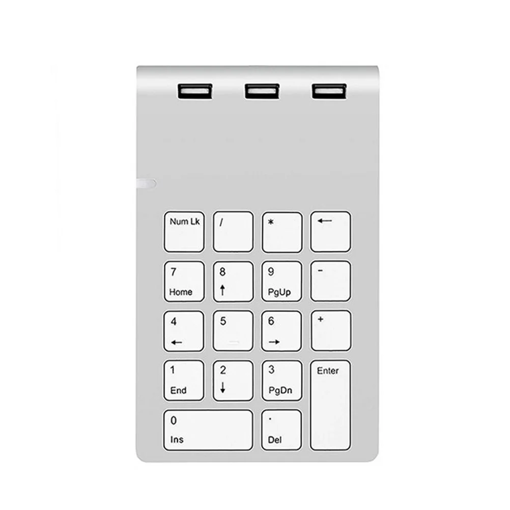 

Mechanical Numeric Keypad Wired USB 18-key Numpad 3 USB Ports Hub for Laptop Computer (Silver) usb keyboard