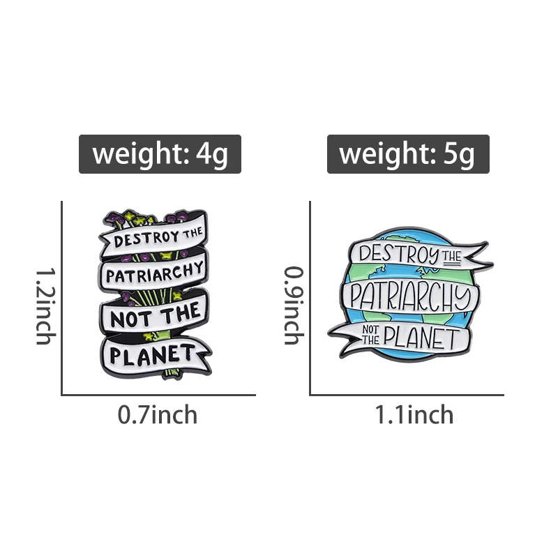 Destroy Patriarchy Not The Planet Enamel Pins Slogan Brooches Lapel Badges Feminist Wholesale Jewelry Gift for Women Friends