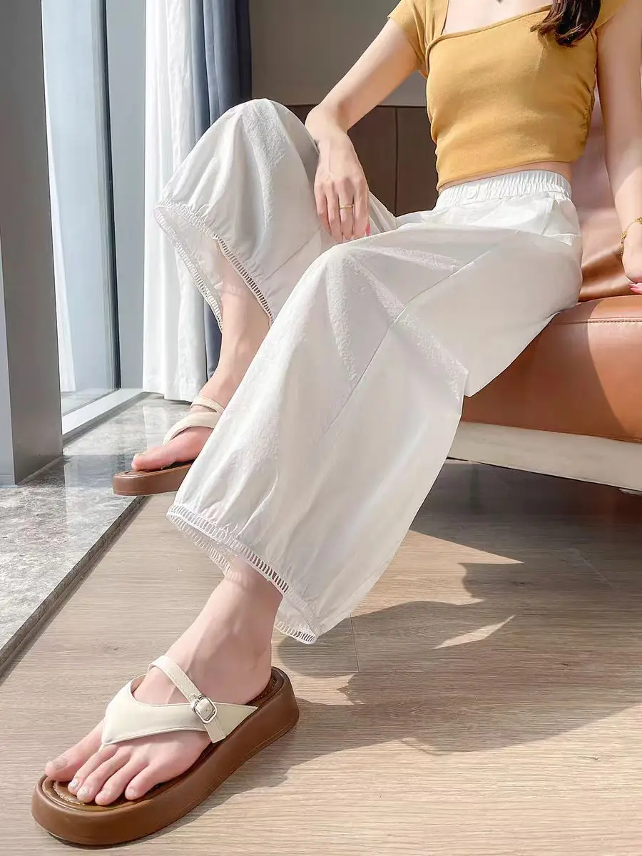 

Ice Silk Qui Dry Wide Leg Pants Women's Summer Thin New Small Size Eighteen Balloon Harlan Lantern Pants Sports Casual