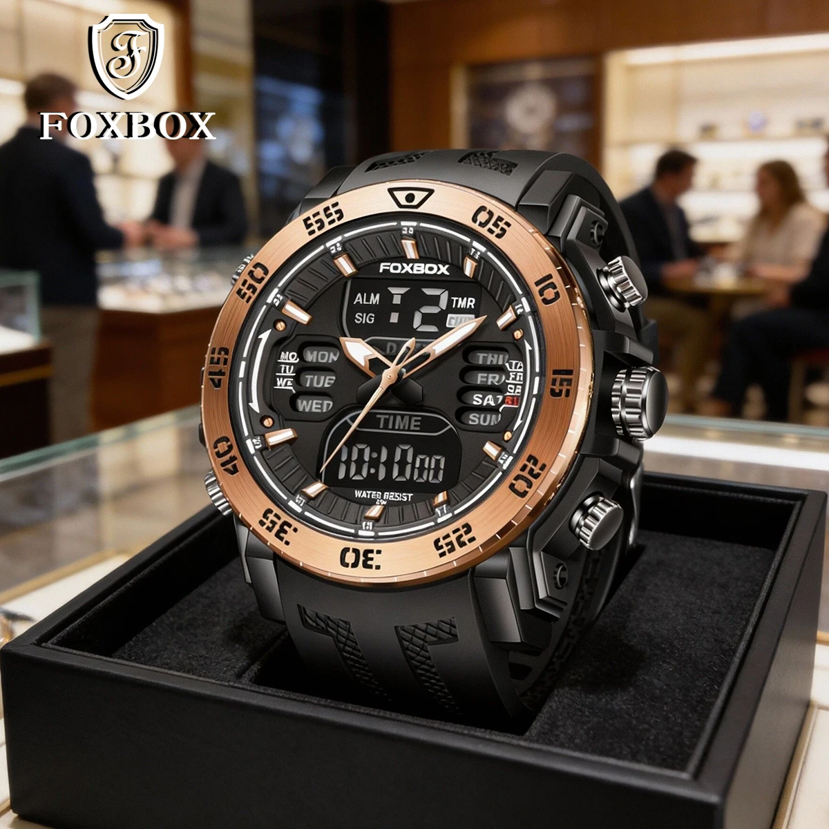 

Мужские кварцевые часы FOXBOX Fashion Business, водонепроницаемые, с датой, светящиеся, спортивные часы, reloj hombre, reloj deportivo