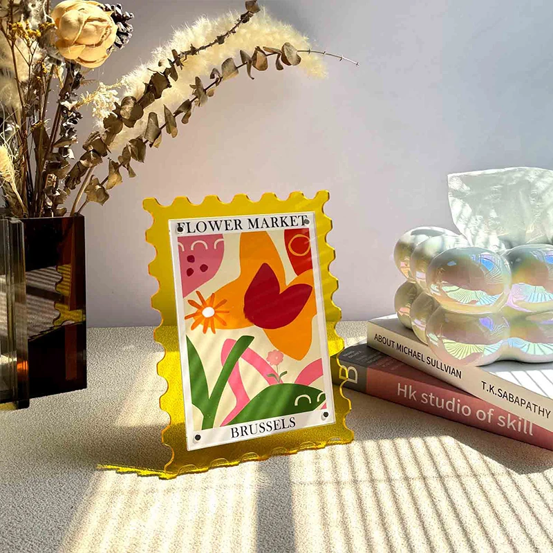 

Colorful Acrylic Picture Frame Postcard Splint Display Transparent Desktop Picture Frame Home Table Decor Poster Photo Frame
