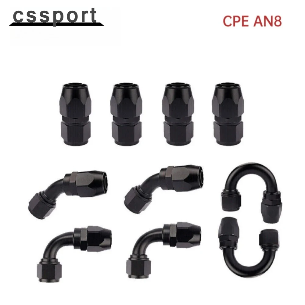 

10 шт. AN8 0 45 90 180 градусов CPE Поворотный комплект адаптеров для конца шланга для мазута и газа для линии охлаждающей жидкости красный-синий черный