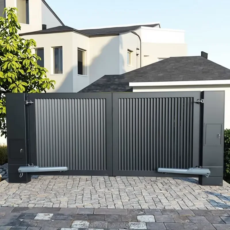 Main Gate Designs Entrance Automatic Aluminum Alloy Sliding Slat Gate 3D Modeling-Eco-Friendly Durable Customizable Modern