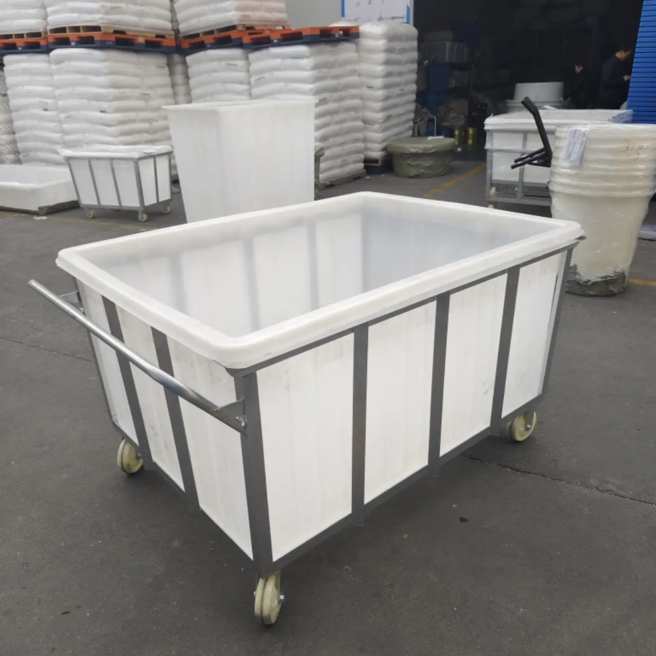 Water tank   turnover  drop cloth cart dyeing factory push cloth cart loading water trolley with bucket plastic box