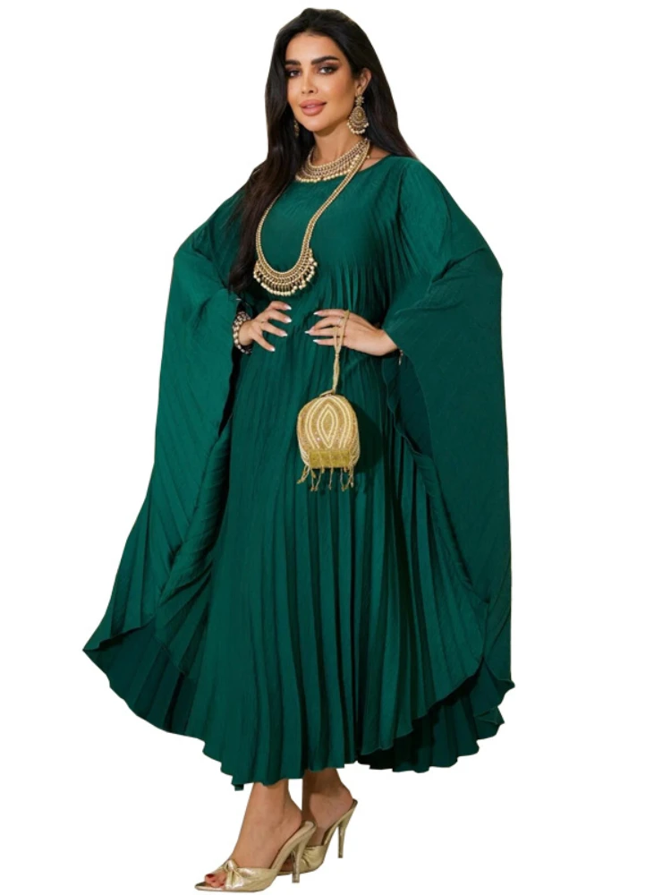 Eid Party Muslim Dress Women Abaya Pleated Morocco Party Dress Dubai Abayas Kaftan Abaya Islam Turkey Arabic Long Robe Vestidos