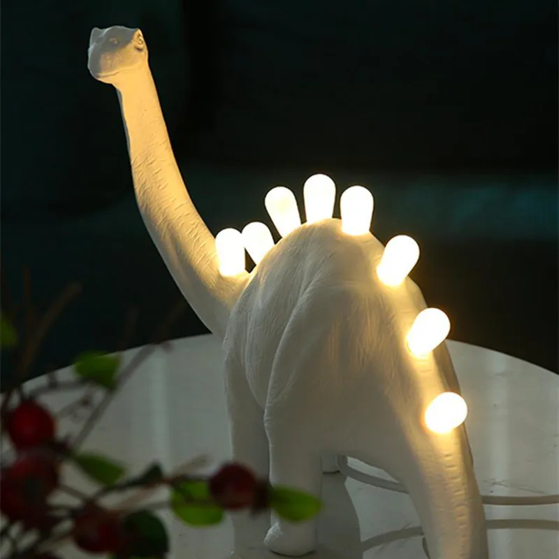 Jurajski dinozaur lampy stołowe kreatywny zwierząt żywicy lampa do sypialni lampa domowa rysunki wystrój pokoju kawaii wystrój światła