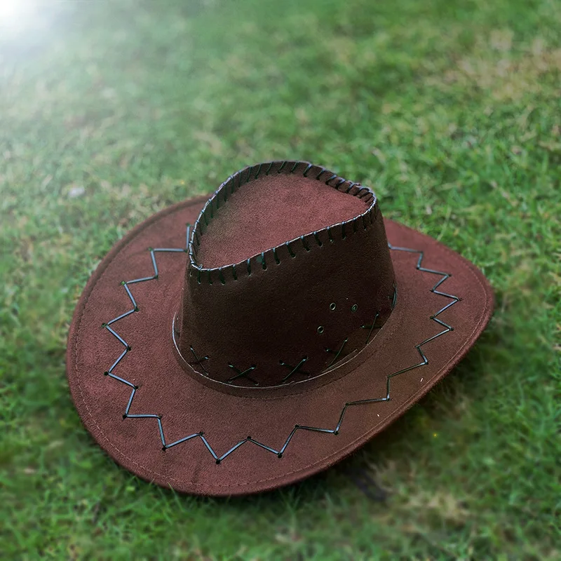 Brown Red Felt Cowboy Hat Western Cowgirl Cap Fancy Dress Costume Child Outfit for Party Role for Play Cosplay Holiday