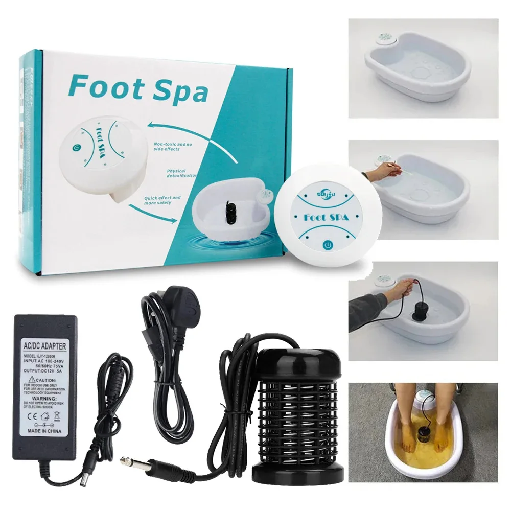

Mini Detox Ionic Foot Spa Bath Machine - Portable Ion Detoxifier Cleanse Foot Bath Vibration Therapy Aqua Health Care