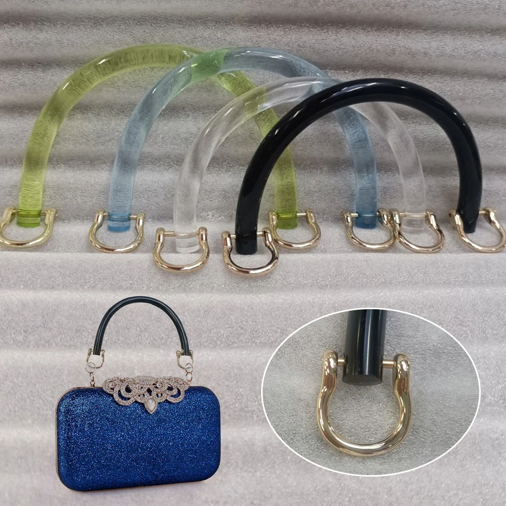 Acrylic Bag Handle For Handbags Transparent Tote Woven U-shaped Bag Handles DIY Clear Bag Strap With D Buckle Bag Accessories