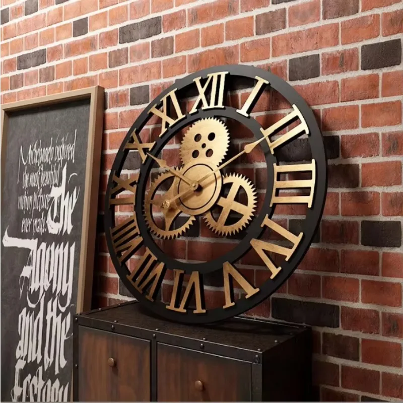 

Industrial Wall Clock, Vintage Gear Clock Silent Wall Timepiece, Sturdy Decor Clock for Living Room, Factory-Inspired Wall Decor