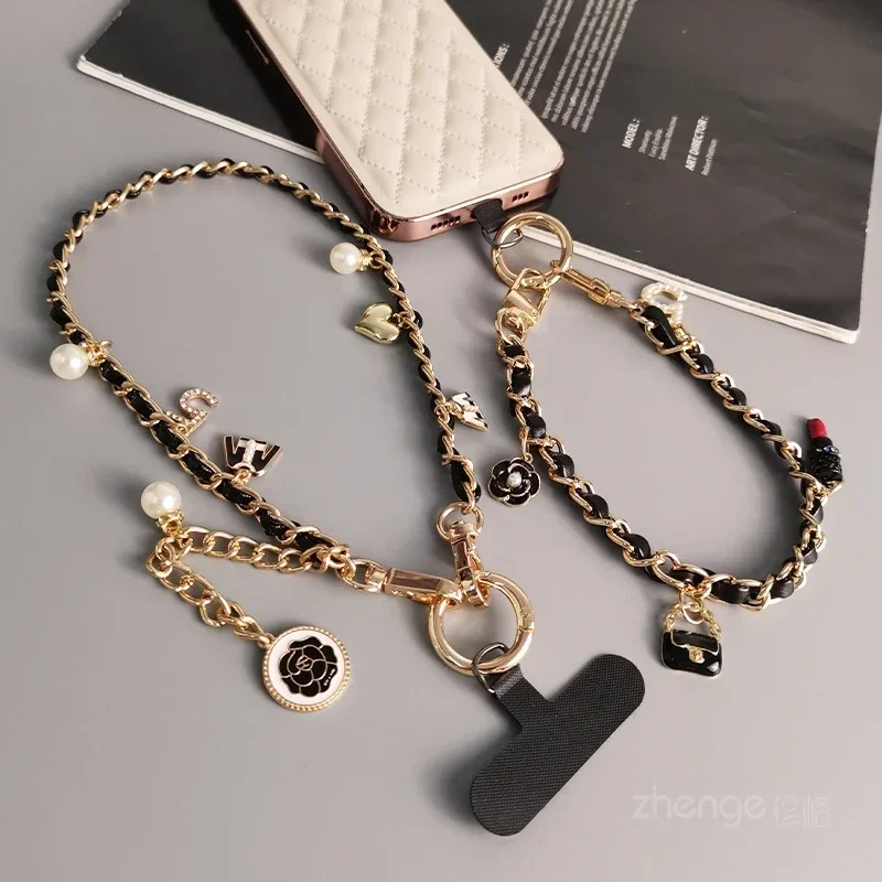 Mobile Phone Lanyard Pickup Carrying Chain Short Wrist Strap Style Phone Universal 5 Lipstick Strap Small Fragrant Wind Pendant