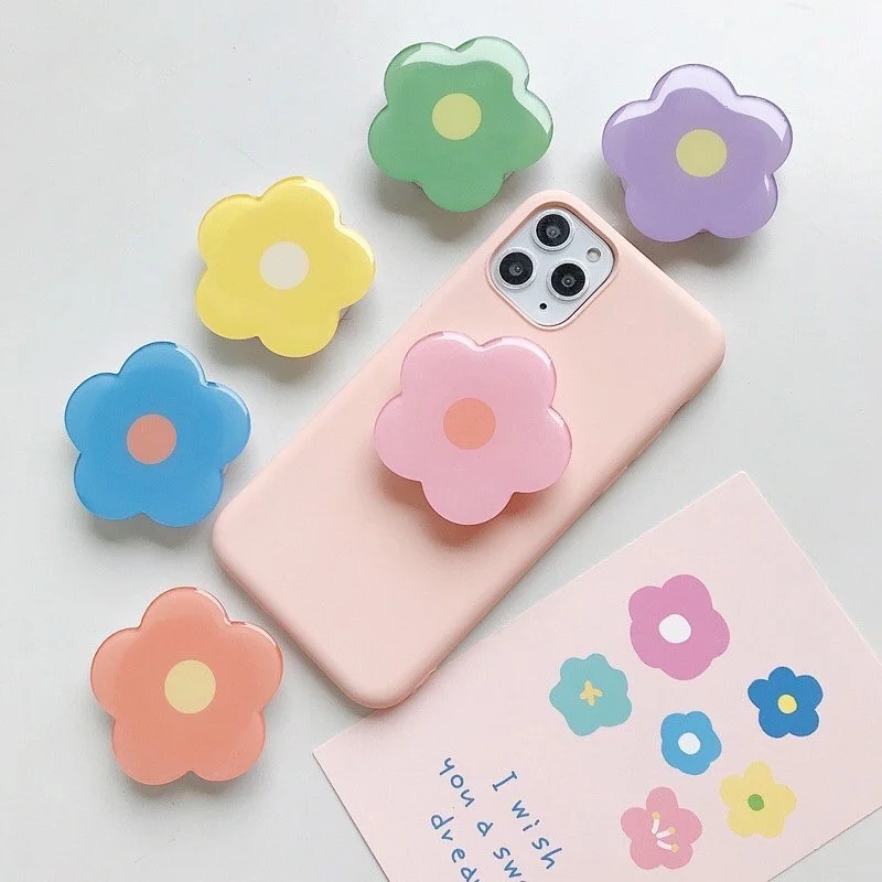 

Cute Flower Phone Grip Tok Holder Socket Cellphone Bracket Finger Ring For iPhone Samsung Griptok Support Telephone Portable