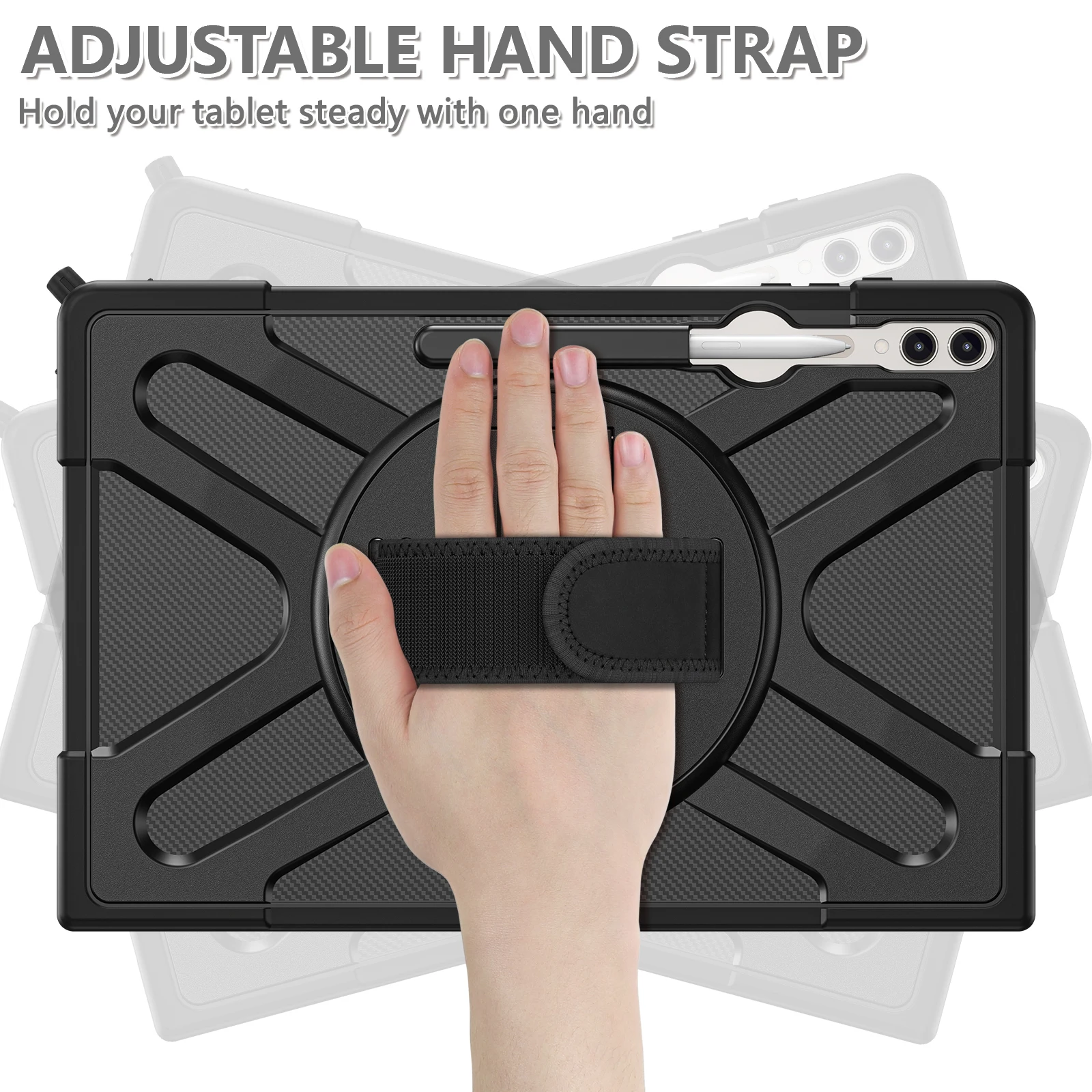 Kickstand Tablet Case for Samsung Galaxy Tab S10 Ultra X920 / S8 Ultra X900 X906 / Tab S9 Ultra X910 , Rugged Shockproof PC + TP