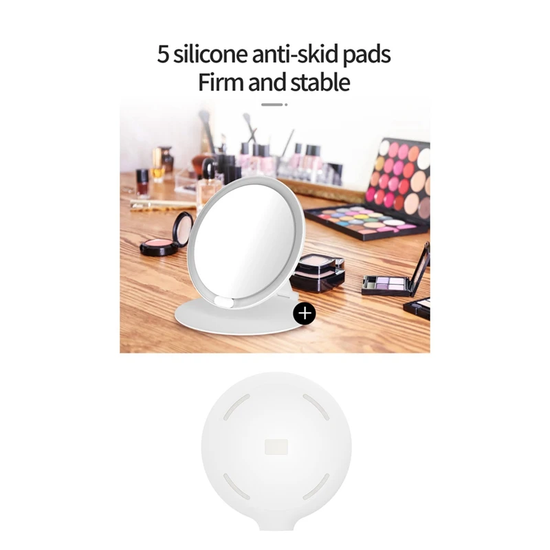 Iluminado espelhos dobráveis com 80 luzes LED, espelhos de beleza portáteis, 4 cores iluminação, mesa, viagens, durável, maquiagem