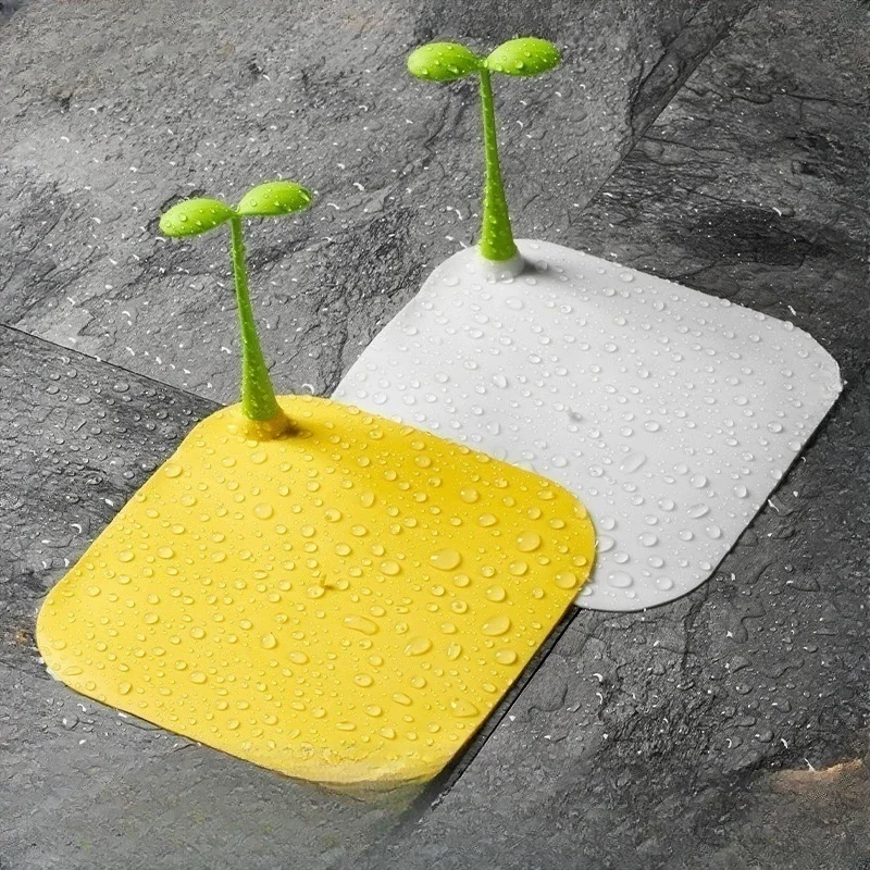 Plugs Small Grass Sprouts Sewer Bean Sprouts Shape Deodorant Mat Silicone Anti-insect Anti-odor Floor Drain Cover Kitchen Bath