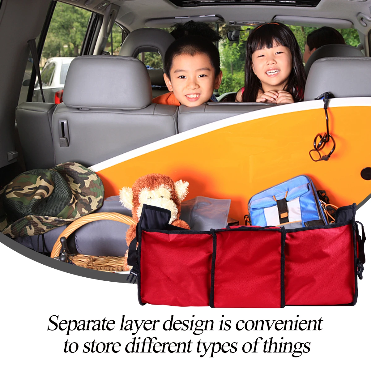 

1 pc Premium Collapsible Storage Box For Car Trunk Waterproof Foldable Organizer Bag Separate Layers Portable Container For Van